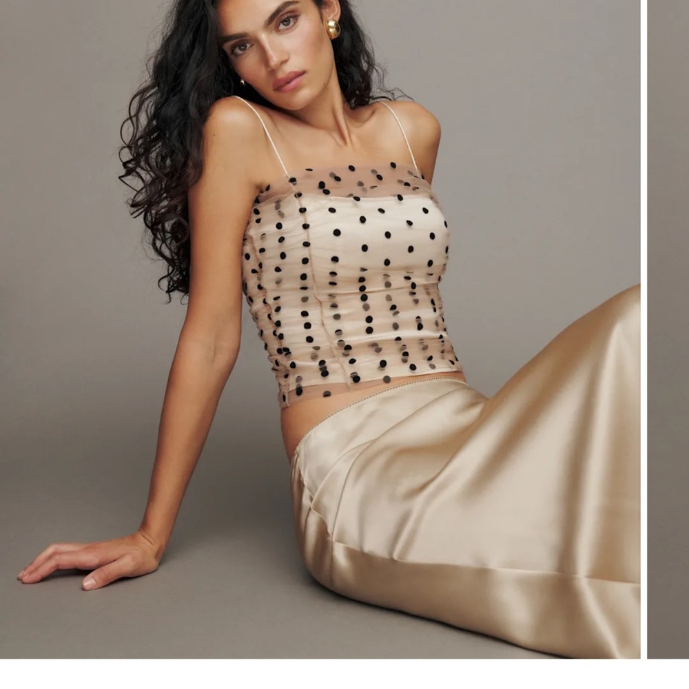 Reformation Cream and Black Polka Dot Top